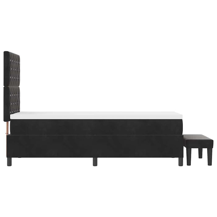 Pat cu arcuri cu headboard Negru 200 x 80 cm Catifea WALTI