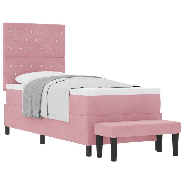 Pat cu arcuri cu headboard Roz 200 x 80 cm Catifea WALTI