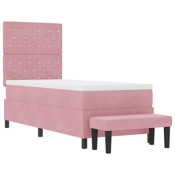 Pat cu arcuri cu headboard Roz 200 x 80 cm Catifea WALTI