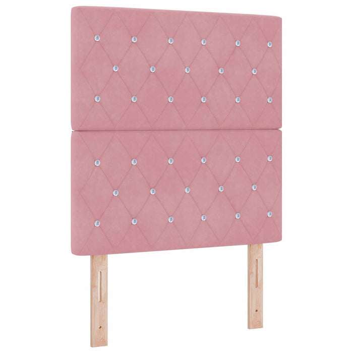 Pat cu arcuri cu headboard Roz 200 x 80 cm Catifea WALTI