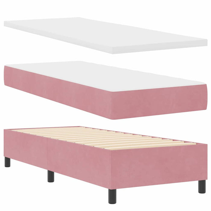 Pat cu arcuri cu headboard Roz 200 x 80 cm Catifea WALTI