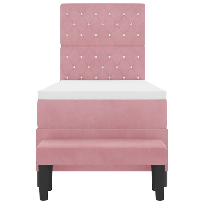 Pat cu arcuri cu headboard Roz 200 x 80 cm Catifea WALTI
