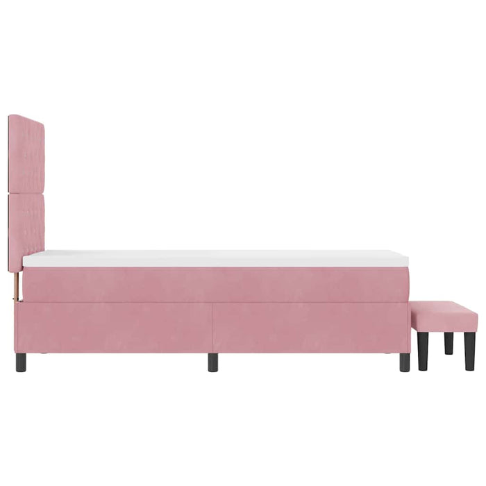 Pat cu arcuri cu headboard Roz 200 x 80 cm Catifea WALTI