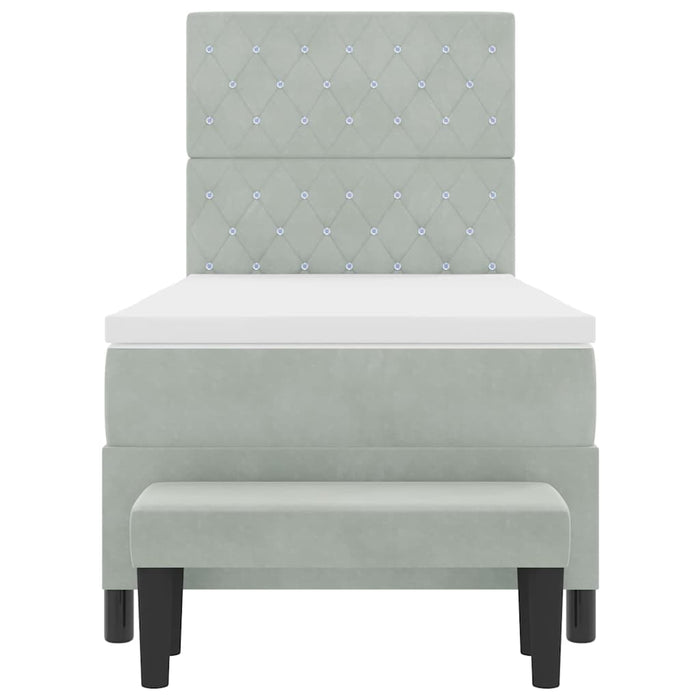 Pat cu arcuri cu headboard Gri deschis 190 x 90 cm Catifea WALTI