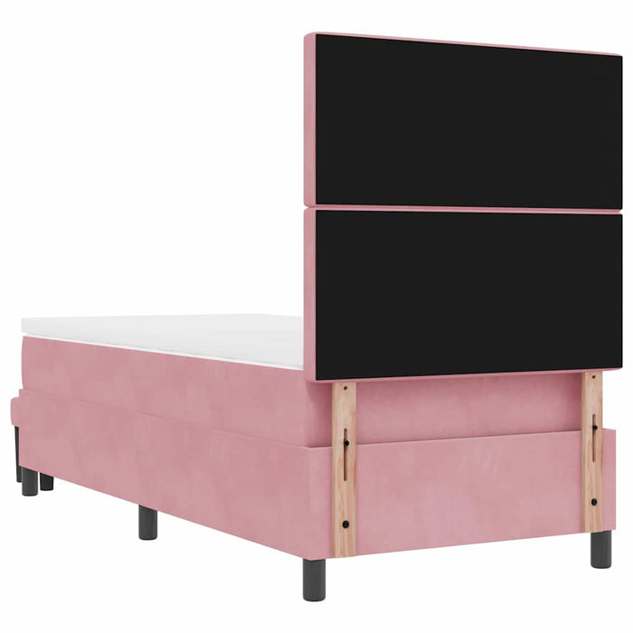 Pat cu arcuri cu saltea cu headboard Roz 90 x 190 cm Catifea - WALTI WALTI