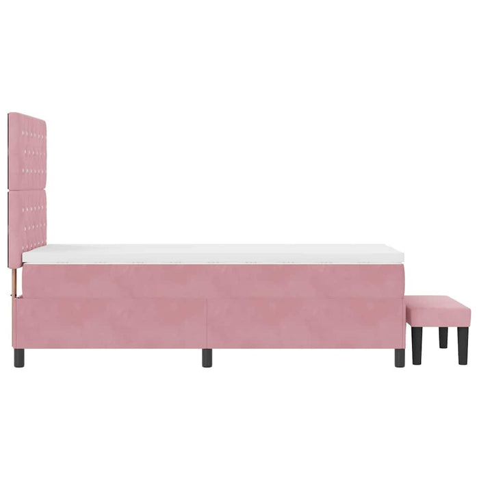 Pat cu arcuri cu saltea cu headboard Roz 90 x 190 cm Catifea - WALTI WALTI