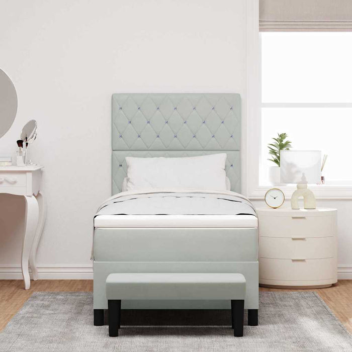Pat cu arcuri cu headboard Gri deschis 200 x 90 cm Catifea WALTI