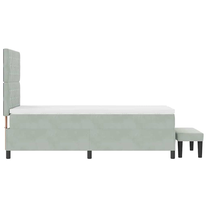 Pat cu arcuri cu headboard Gri deschis 200 x 90 cm Catifea WALTI