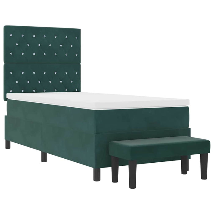 Pat cu arcuri cu headboard Verde închis 200 x 90 cm Catifea - WALTI WALTI