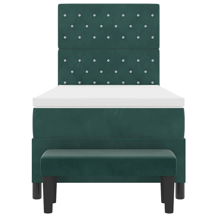 Pat cu arcuri cu headboard Verde închis 200 x 90 cm Catifea - WALTI WALTI