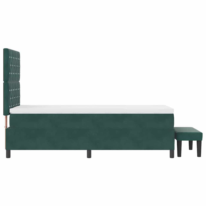 Pat cu arcuri cu headboard Verde închis 200 x 90 cm Catifea - WALTI WALTI
