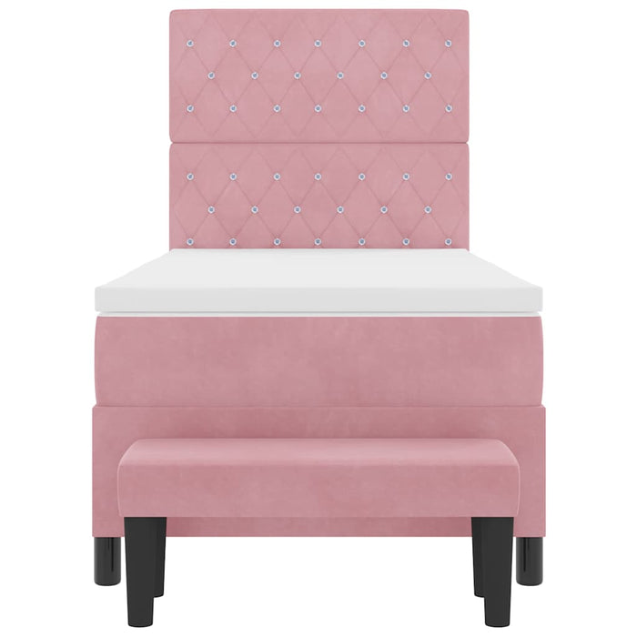 Pat cu arcuri cu saltea cu headboard Roz 90 x 200 cm Catifea - WALTI WALTI
