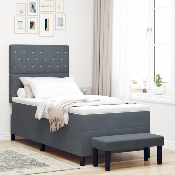 Pat cu arcuri cu headboard Gri închis 200 x 100 cm Catifea - WALTI WALTI