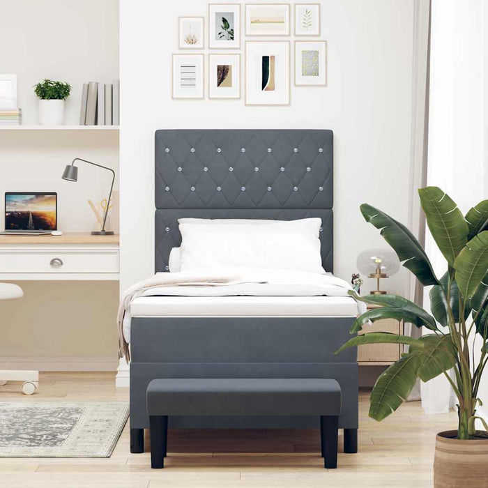 Pat cu arcuri cu headboard Gri închis 200 x 100 cm Catifea - WALTI WALTI