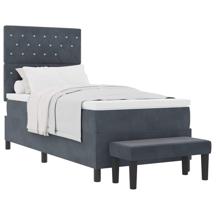 Pat cu arcuri cu headboard Gri închis 200 x 100 cm Catifea - WALTI WALTI