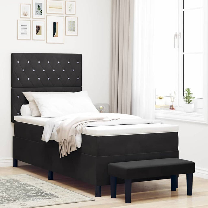 Pat cu arcuri cu pernă cu headboard Negru 200 x 100 cm Catifea - WALTI WALTI