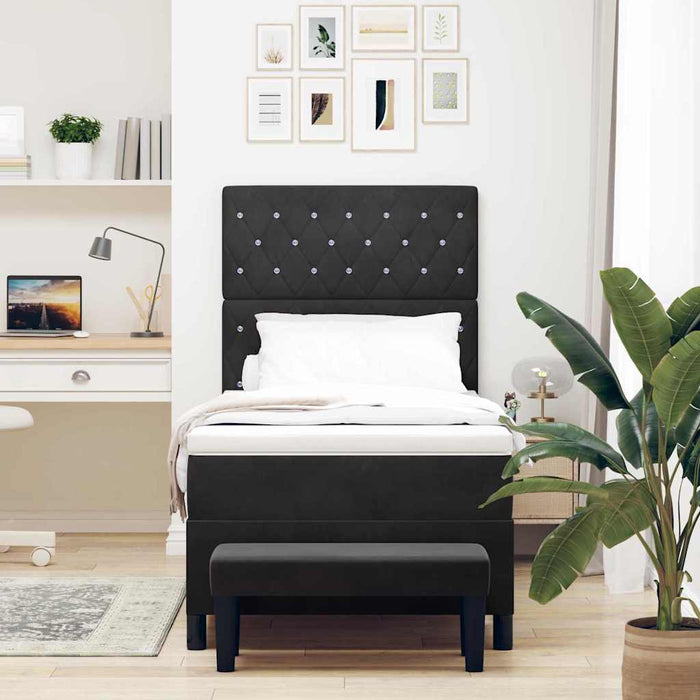 Pat cu arcuri cu pernă cu headboard Negru 200 x 100 cm Catifea - WALTI WALTI