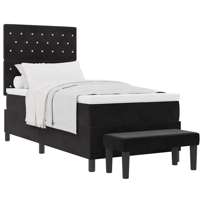 Pat cu arcuri cu pernă cu headboard Negru 200 x 100 cm Catifea - WALTI WALTI