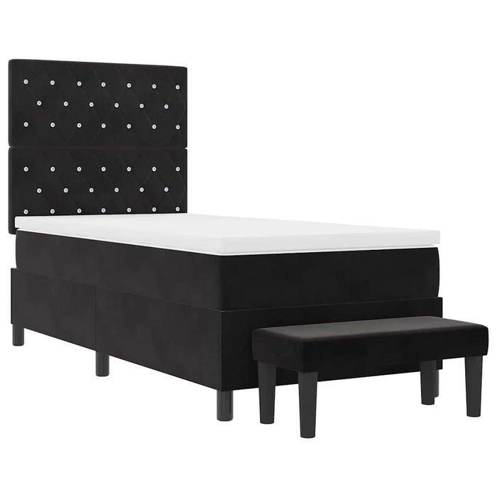 Pat cu arcuri cu pernă cu headboard Negru 200 x 100 cm Catifea - WALTI WALTI
