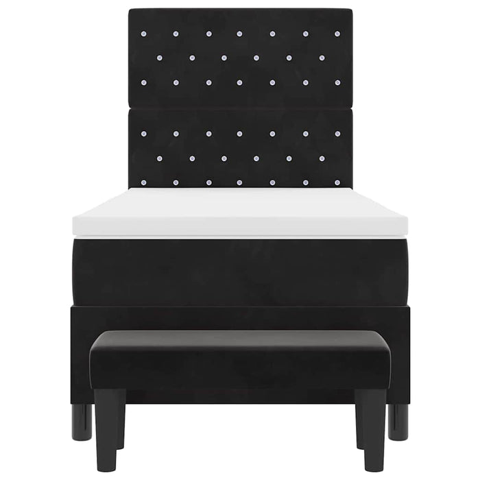Pat cu arcuri cu pernă cu headboard Negru 200 x 100 cm Catifea - WALTI WALTI