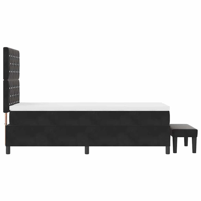Pat cu arcuri cu pernă cu headboard Negru 200 x 100 cm Catifea - WALTI WALTI