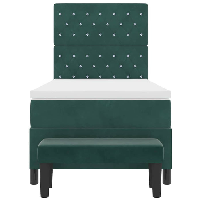 Pat cu arcuri cu saltea Verde închis 100 x 200 cm Catifea - WALTI WALTI