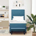 Pat cu arcuri cu headboard Albastru închis 200 x 100 cm Catifea - WALTI WALTI