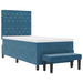 Pat cu arcuri cu headboard Albastru închis 200 x 100 cm Catifea - WALTI WALTI