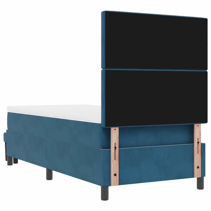 Pat cu arcuri cu headboard Albastru închis 200 x 100 cm Catifea - WALTI WALTI