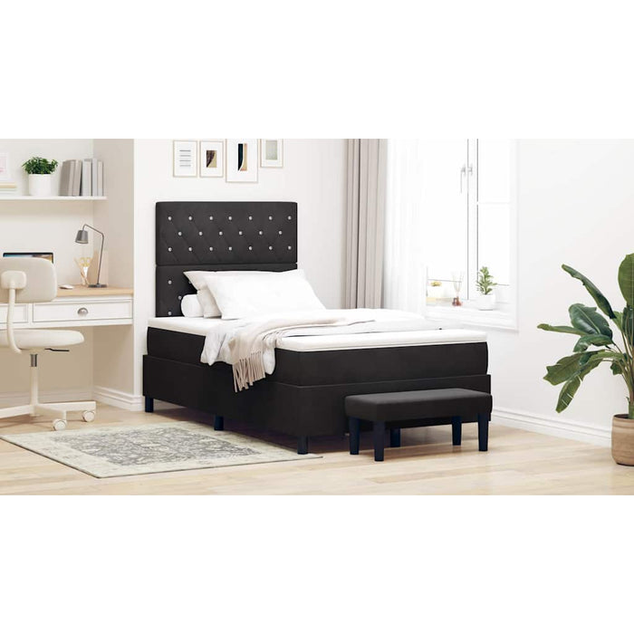 Pat cu arcuri cu pernă cu headboard Negru 190 x 120 cm Catifea - WALTI WALTI