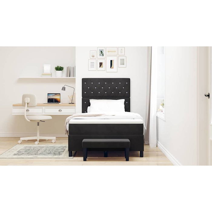 Pat cu arcuri cu pernă cu headboard Negru 190 x 120 cm Catifea - WALTI WALTI
