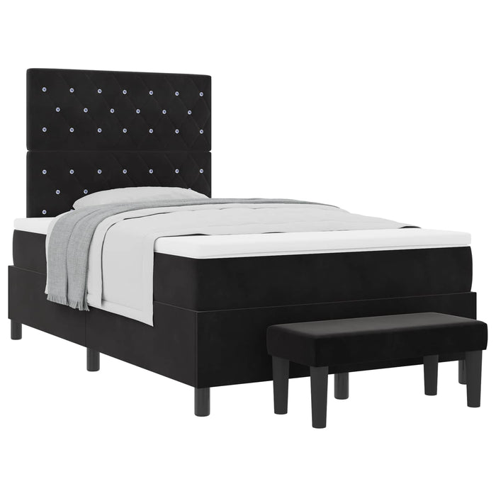 Pat cu arcuri cu pernă cu headboard Negru 190 x 120 cm Catifea - WALTI WALTI