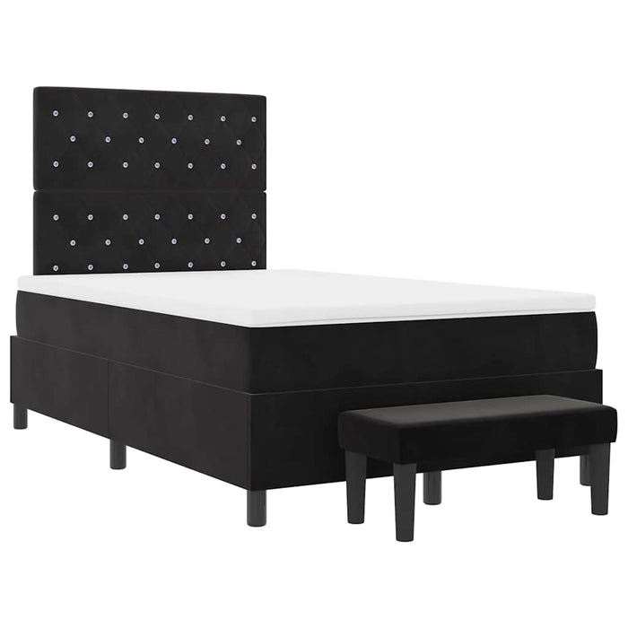 Pat cu arcuri cu pernă cu headboard Negru 190 x 120 cm Catifea - WALTI WALTI