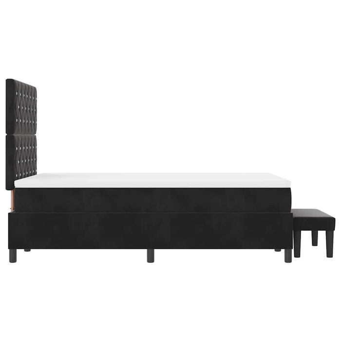 Pat cu arcuri cu pernă cu headboard Negru 190 x 120 cm Catifea - WALTI WALTI