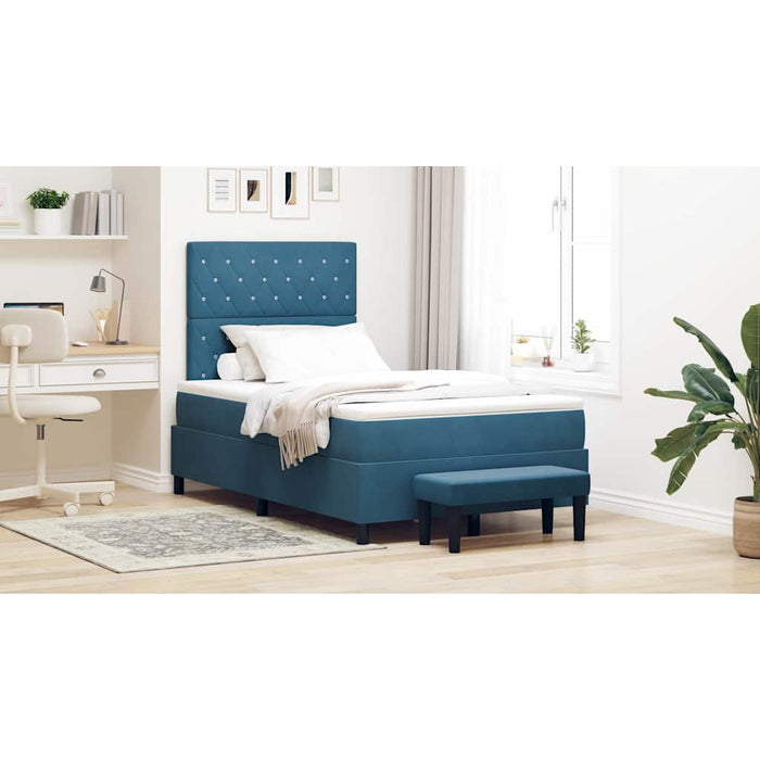 Pat cu arcuri cu headboard Albastru închis 190 x 120 cm Catifea - WALTI WALTI