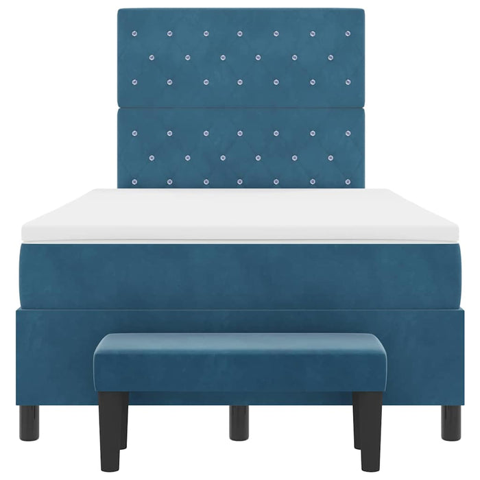 Pat cu arcuri cu headboard Albastru închis 190 x 120 cm Catifea - WALTI WALTI
