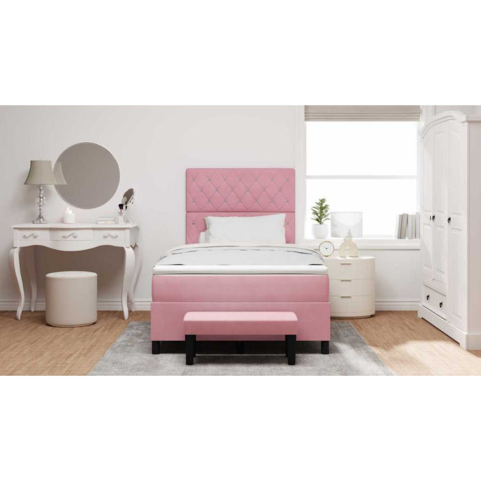 Pat cu arcuri cu headboard Roz 190 x 120 cm Catifea WALTI