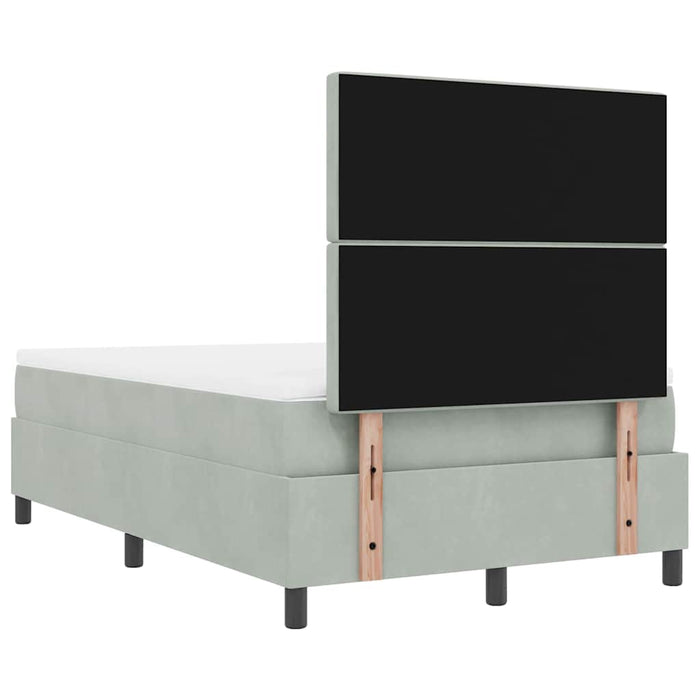 Pat cu arcuri cu saltea Gri deschis 120 x 200 cm Catifea - WALTI WALTI