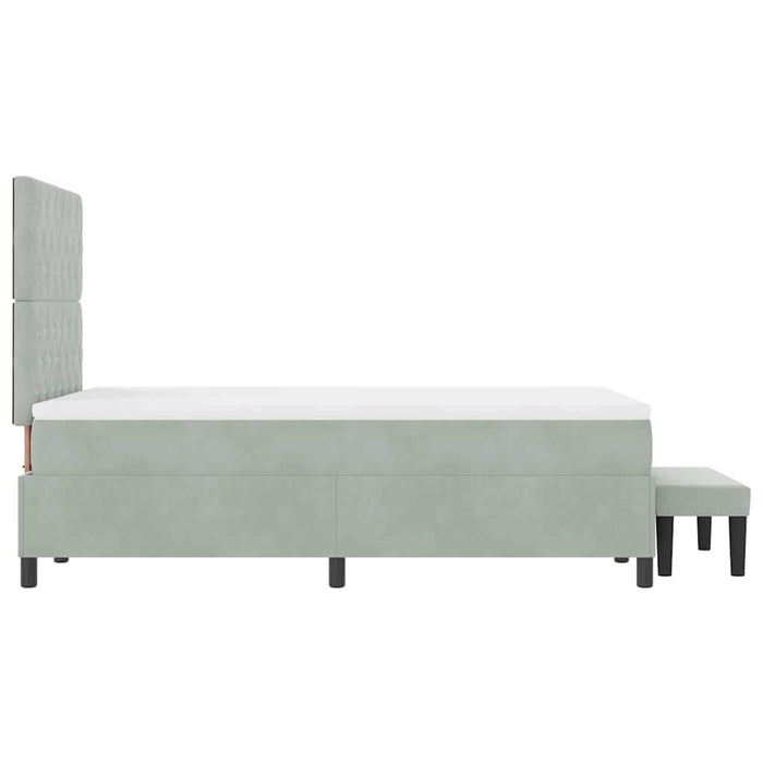 Pat cu arcuri cu saltea Gri deschis 120 x 200 cm Catifea - WALTI WALTI