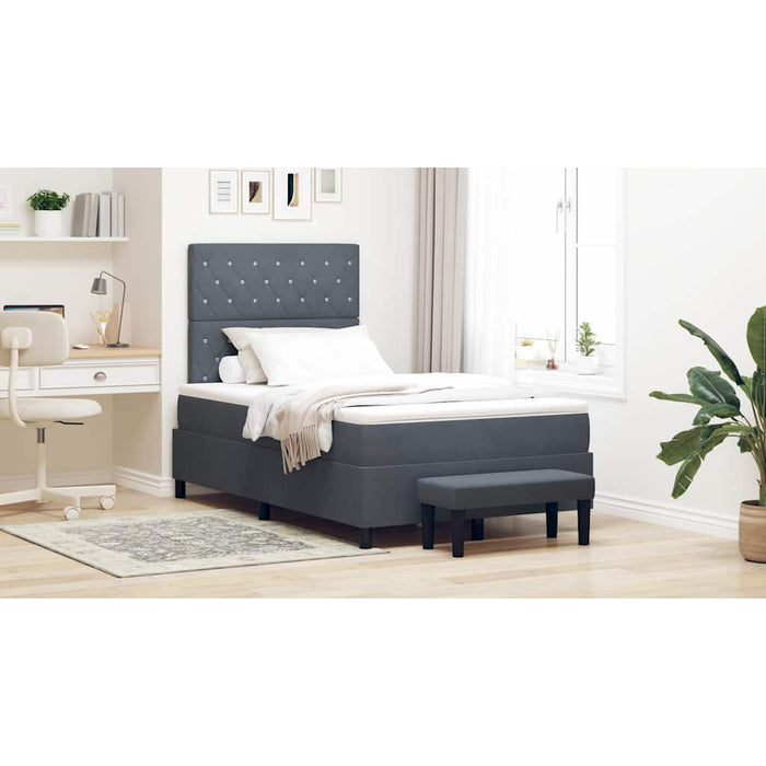 Pat cu arcuri cu headboard Gri închis 200 x 120 cm Catifea - WALTI WALTI