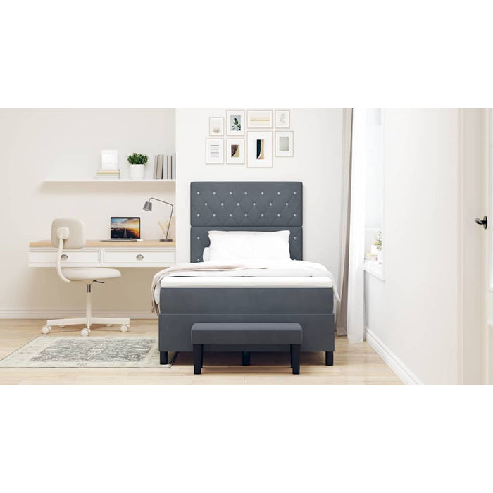Pat cu arcuri cu headboard Gri închis 200 x 120 cm Catifea - WALTI WALTI