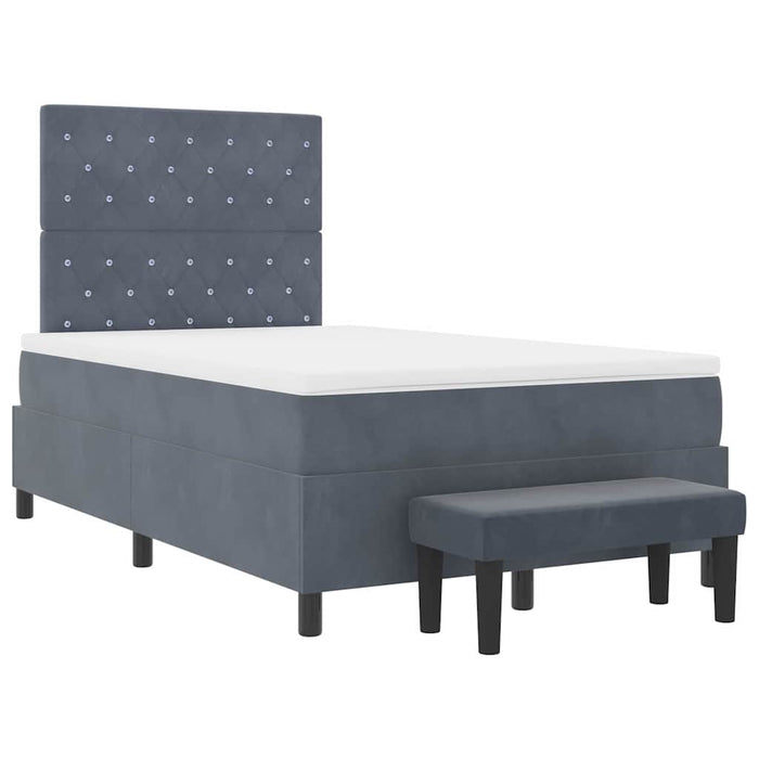 Pat cu arcuri cu headboard Gri închis 200 x 120 cm Catifea - WALTI WALTI