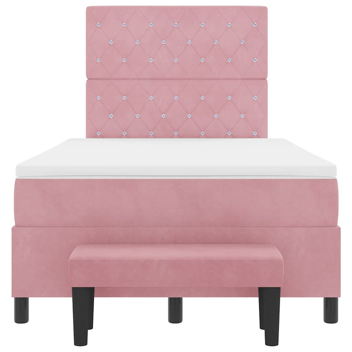 Pat cu arcuri cu headboard Roz 200 x 120 cm Catifea WALTI