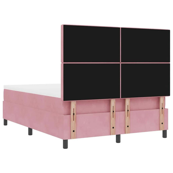 Pat cu arcuri cu headboard Roz 190 x 140 cm Catifea WALTI