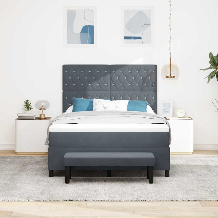 Pat cu arcuri cu headboard Gri închis 200 x 140 cm Catifea WALTI