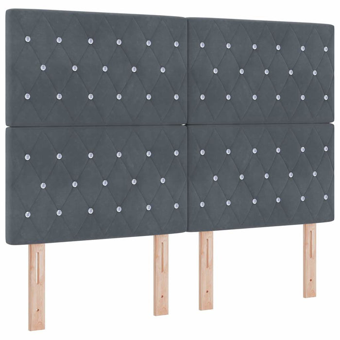 Pat cu arcuri cu headboard Gri închis 200 x 140 cm Catifea WALTI
