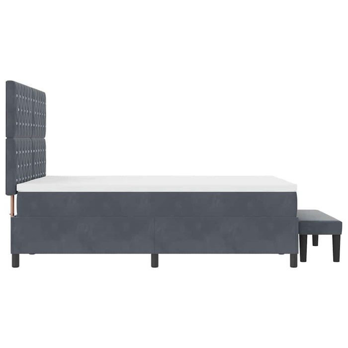Pat cu arcuri cu headboard Gri închis 200 x 140 cm Catifea WALTI
