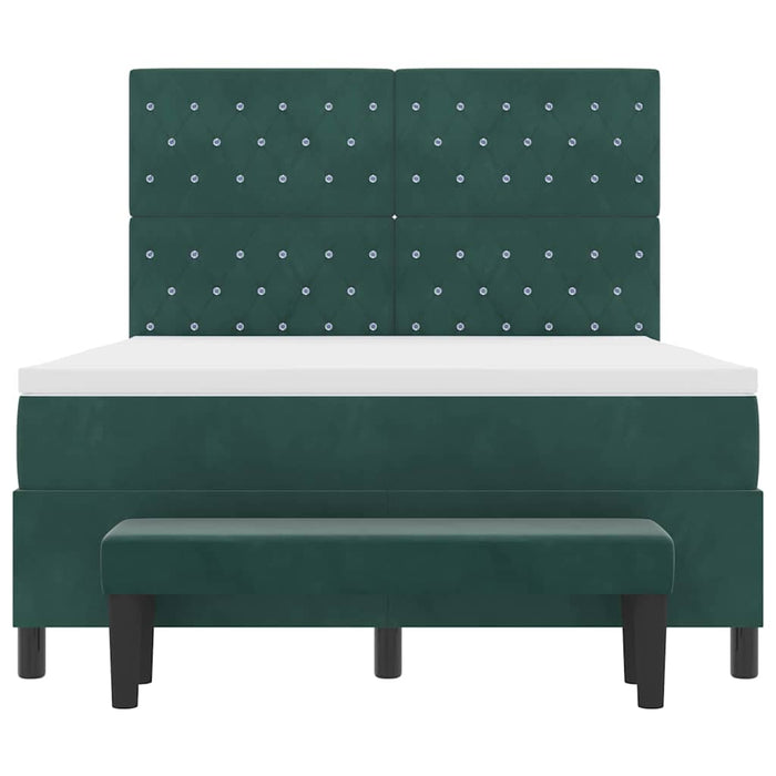 Pat cu arcuri cu headboard Verde închis 200 x 140 cm Catifea WALTI