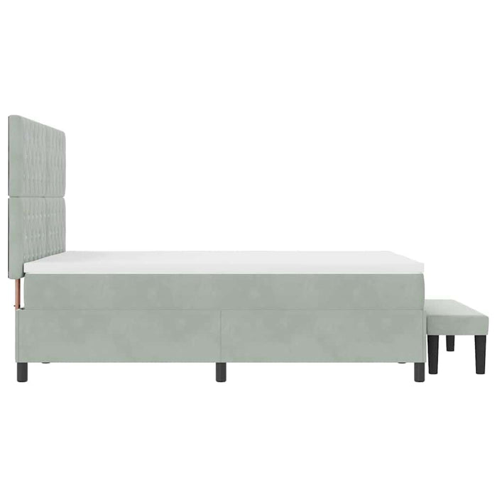 Pat cu arcuri cu saltea Gri deschis 160 x 200 cm Catifea - WALTI WALTI