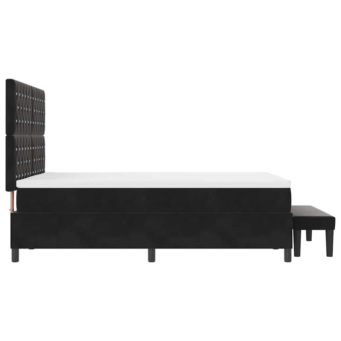 Pat cu arcuri cu headboard Negru 200 x 160 cm Catifea WALTI